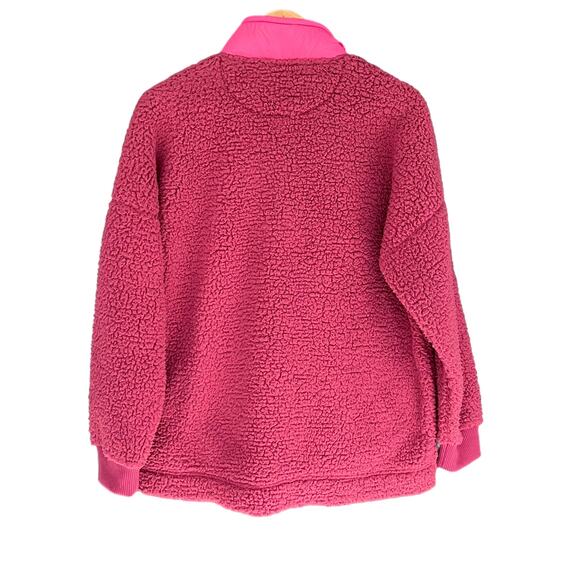 Aerie Dream Sherpa Shearling Sweatshirt Sz S Pink Quarter Zip Pullover Gorpcore - Picture 9 of 9